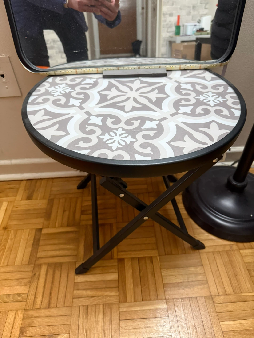 Folding Side Table with Decorative Top