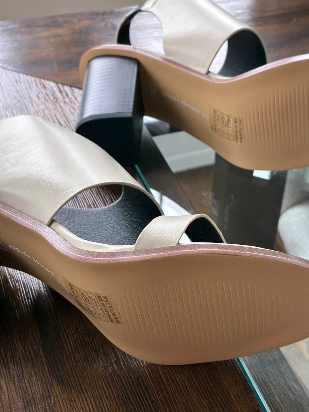 French Connection Women's Beige Block Heel Sandals Size 7.5 - photo 3