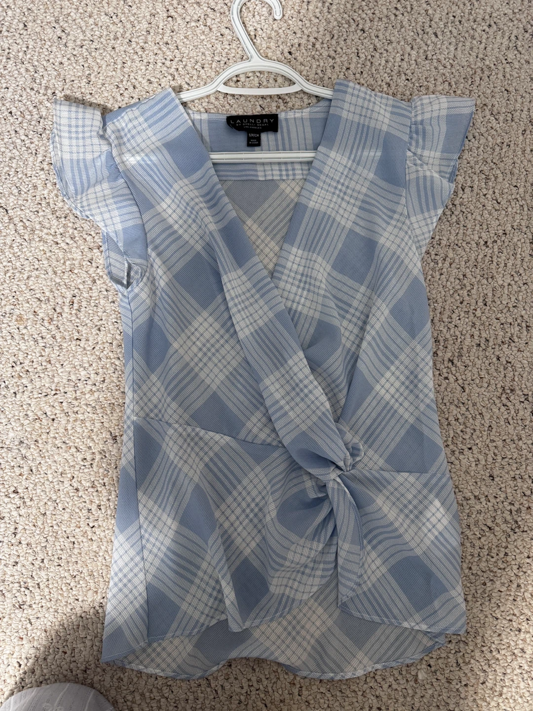 Laundry by Shelli Segal Blue Plaid Knot Front Blouse - photo 2