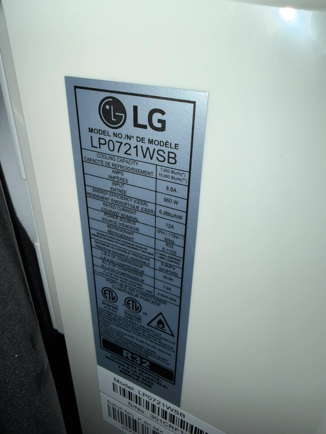 LG Portable Air Conditioner - photo 2