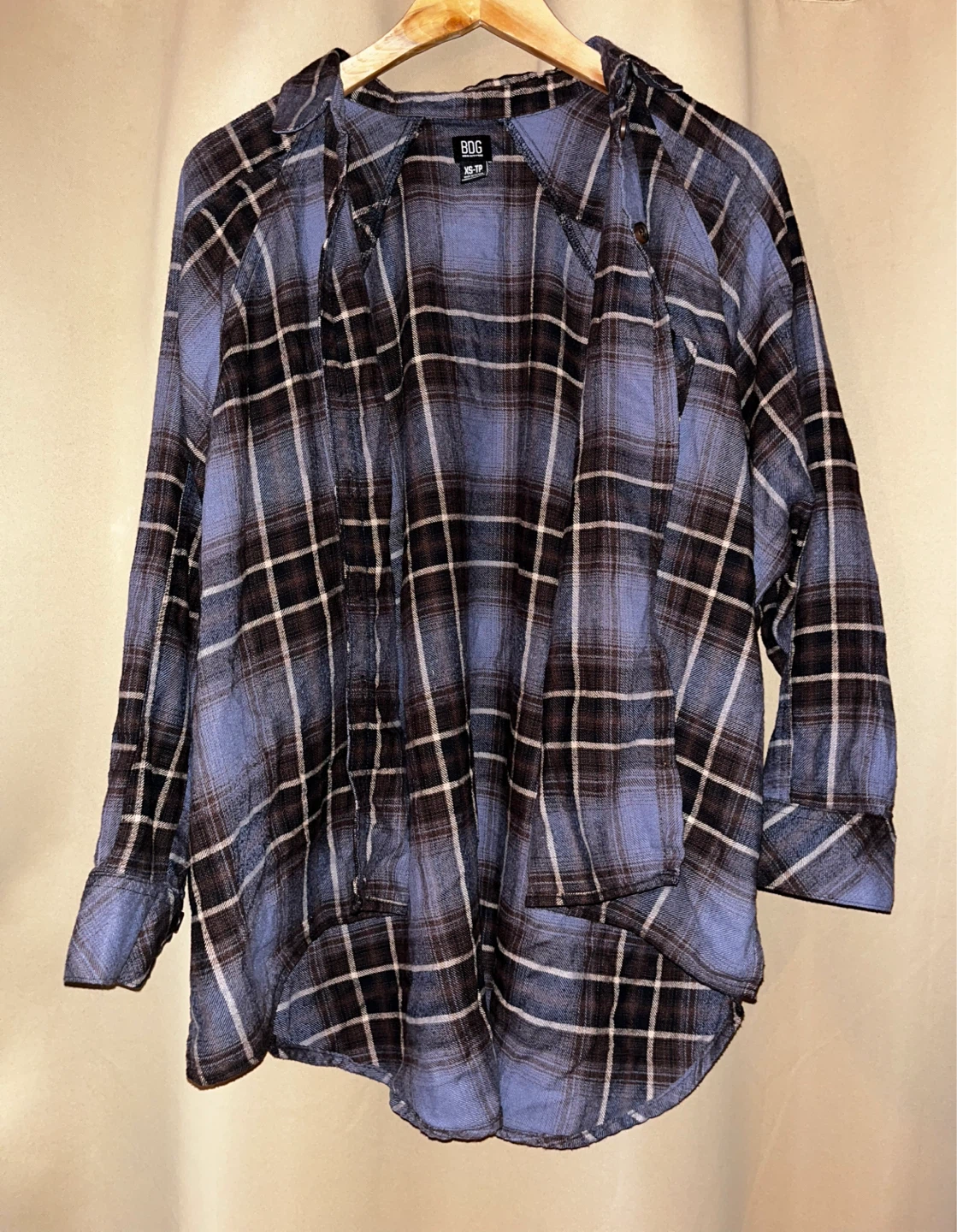 BDG Plaid Button-Up Shirt - Blue/Black - XS/TP - photo 2