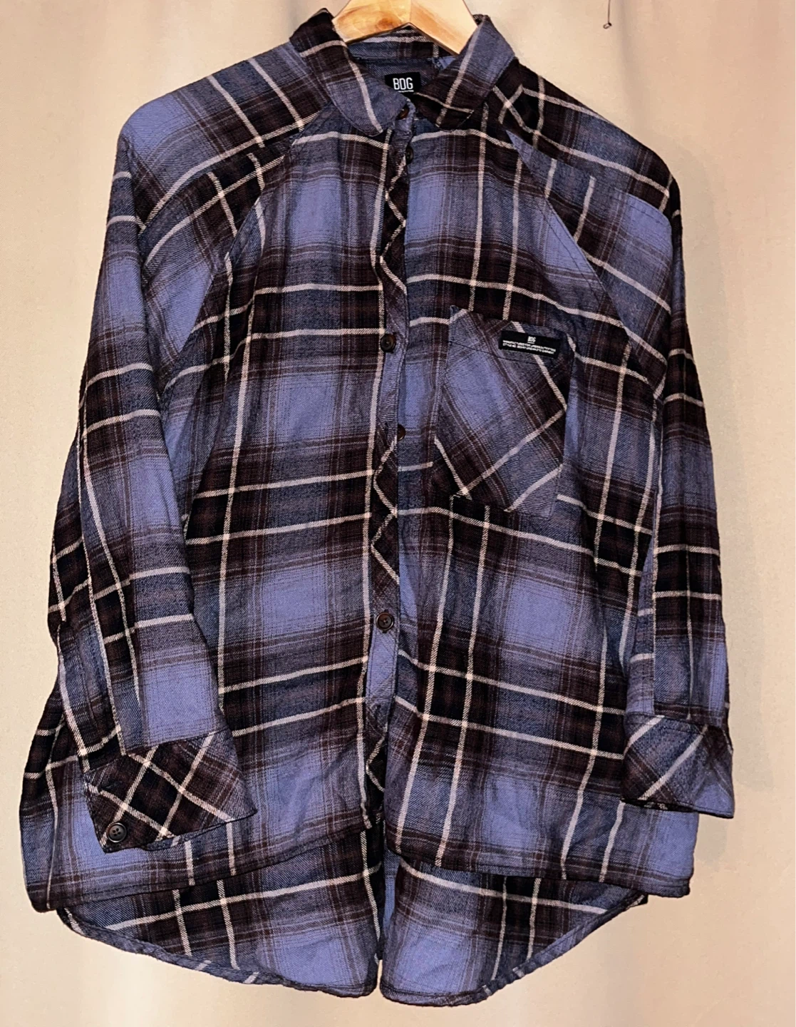 BDG Plaid Button-Up Shirt - Blue/Black - XS/TP - photo 4
