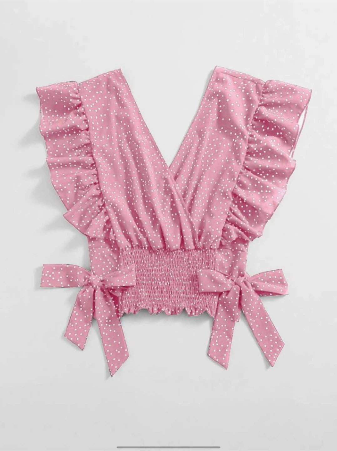 Pink Polka Dot Ruffle Shirt with bows