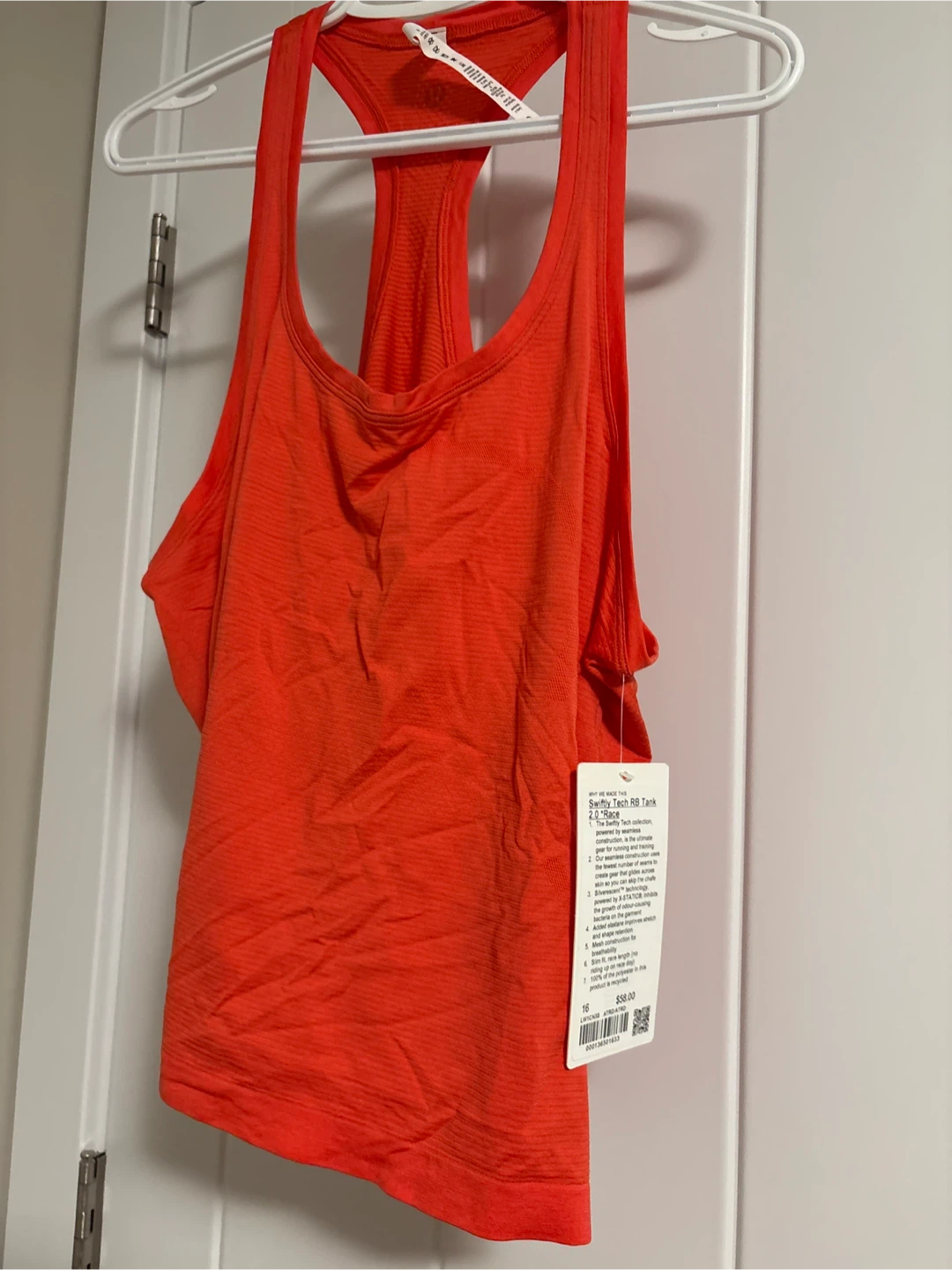 New Lululemon Swiftly Tech RB Tank 2.0 Race - Orange, Size 16