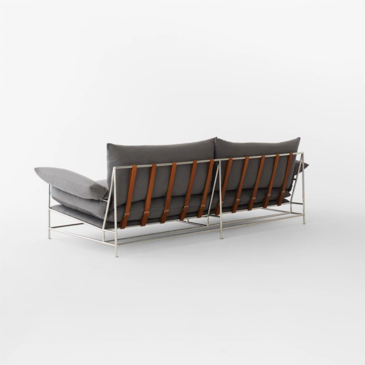 Gray Fabric, Leather & Chrome Sofa - photo 2