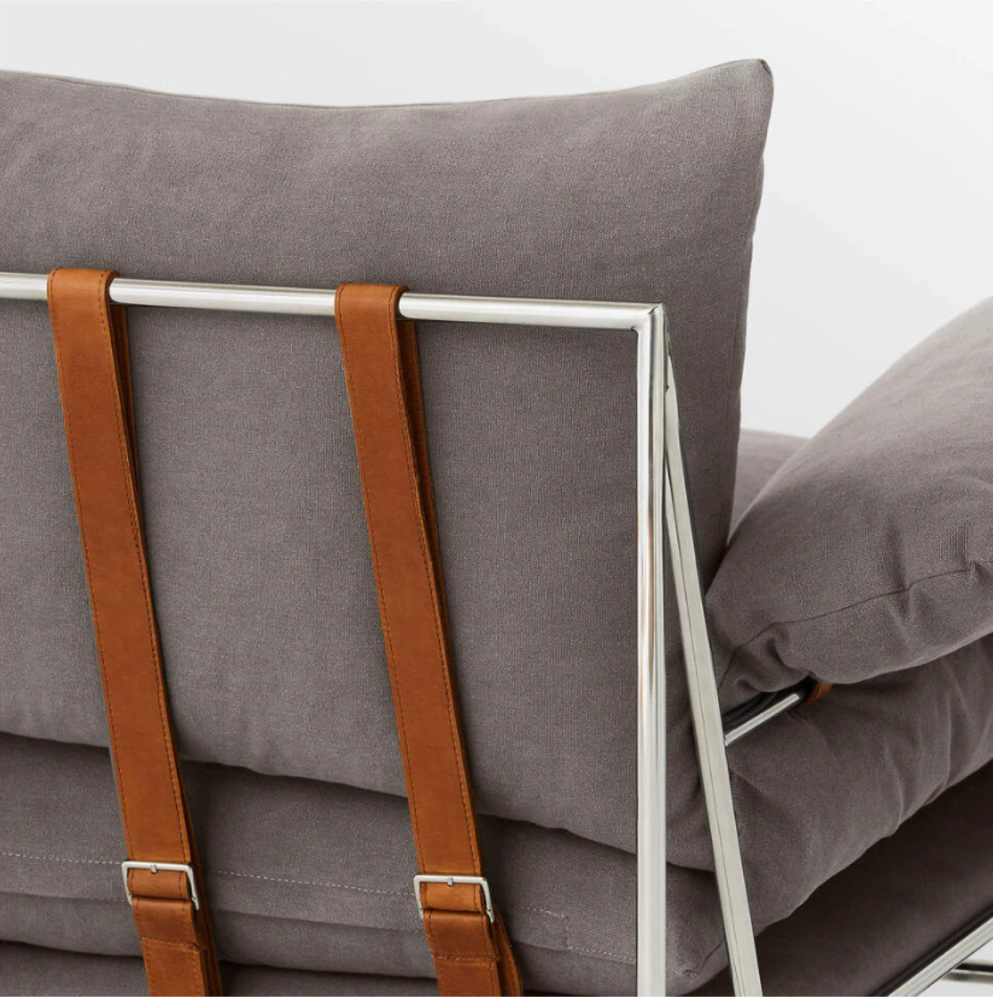 Gray Fabric, Leather & Chrome Sofa - photo 4
