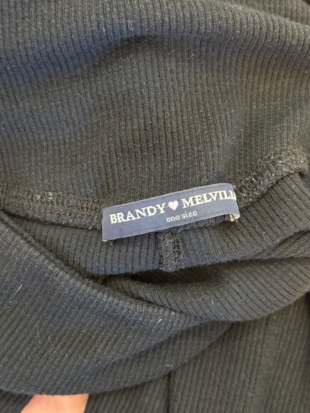 Brandy Melville Black Ribbed One Size Leggings - photo 3
