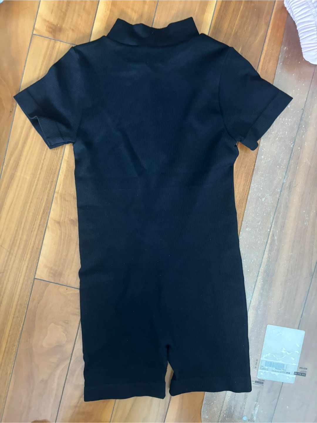 S Black Half Zip Ribbed Knit Sports Romper - photo 4
