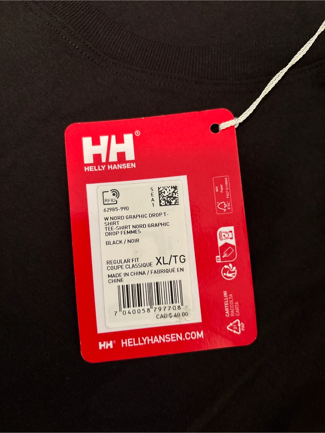 New Helly Hansen Graphic Drop T-Shirt XL Black - photo 2