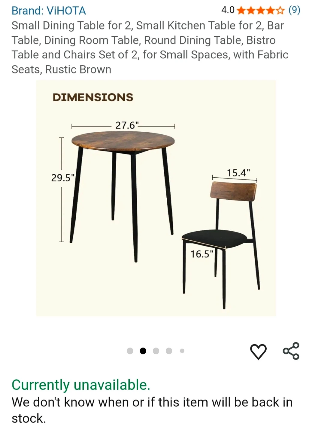 New in box Round Dining Table and Chairs Set for 2 - photo 2