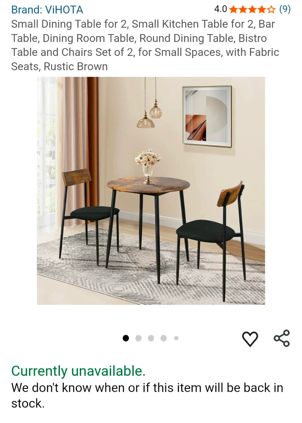 New in box Round Dining Table and Chairs Set for 2