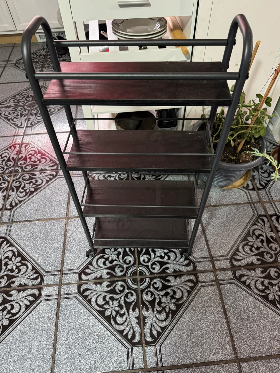 4-Tier Metal Rolling Utility Cart - Black