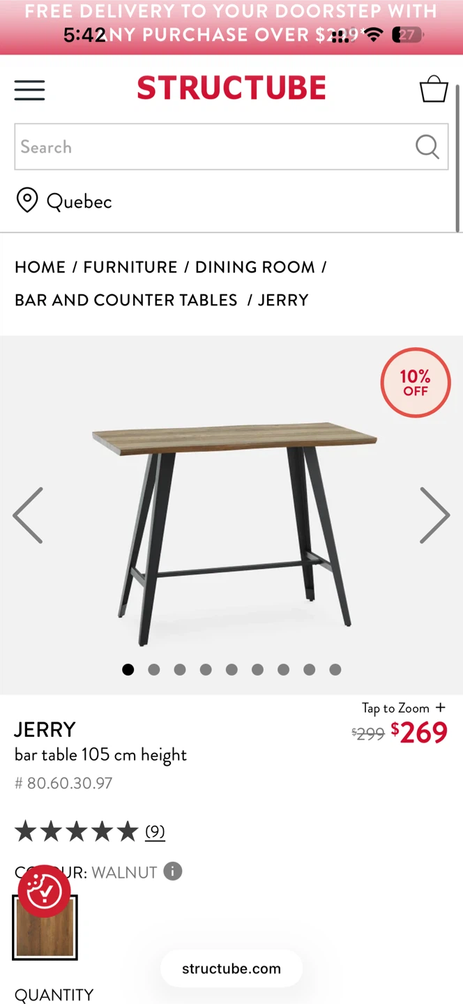Structube Jerry Bar Table