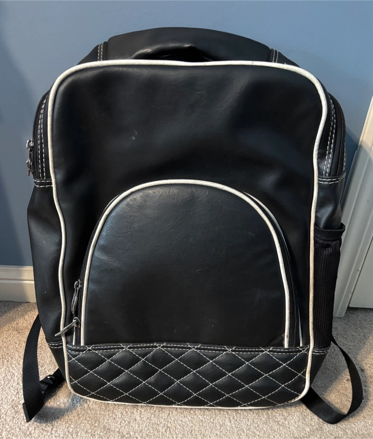 Black Faux Leather padded Backpack ❤️