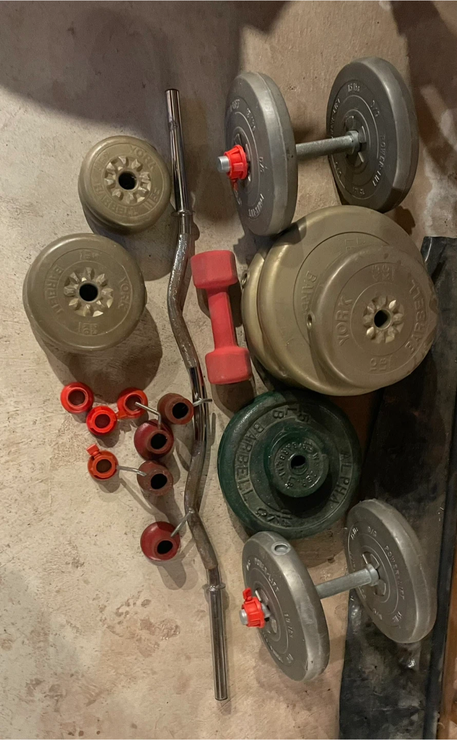 York Barbell Dumbbell and Weight Plate Set