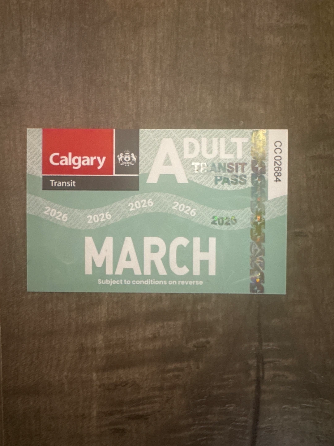 Calgary Transit Adult March Pass 2026
