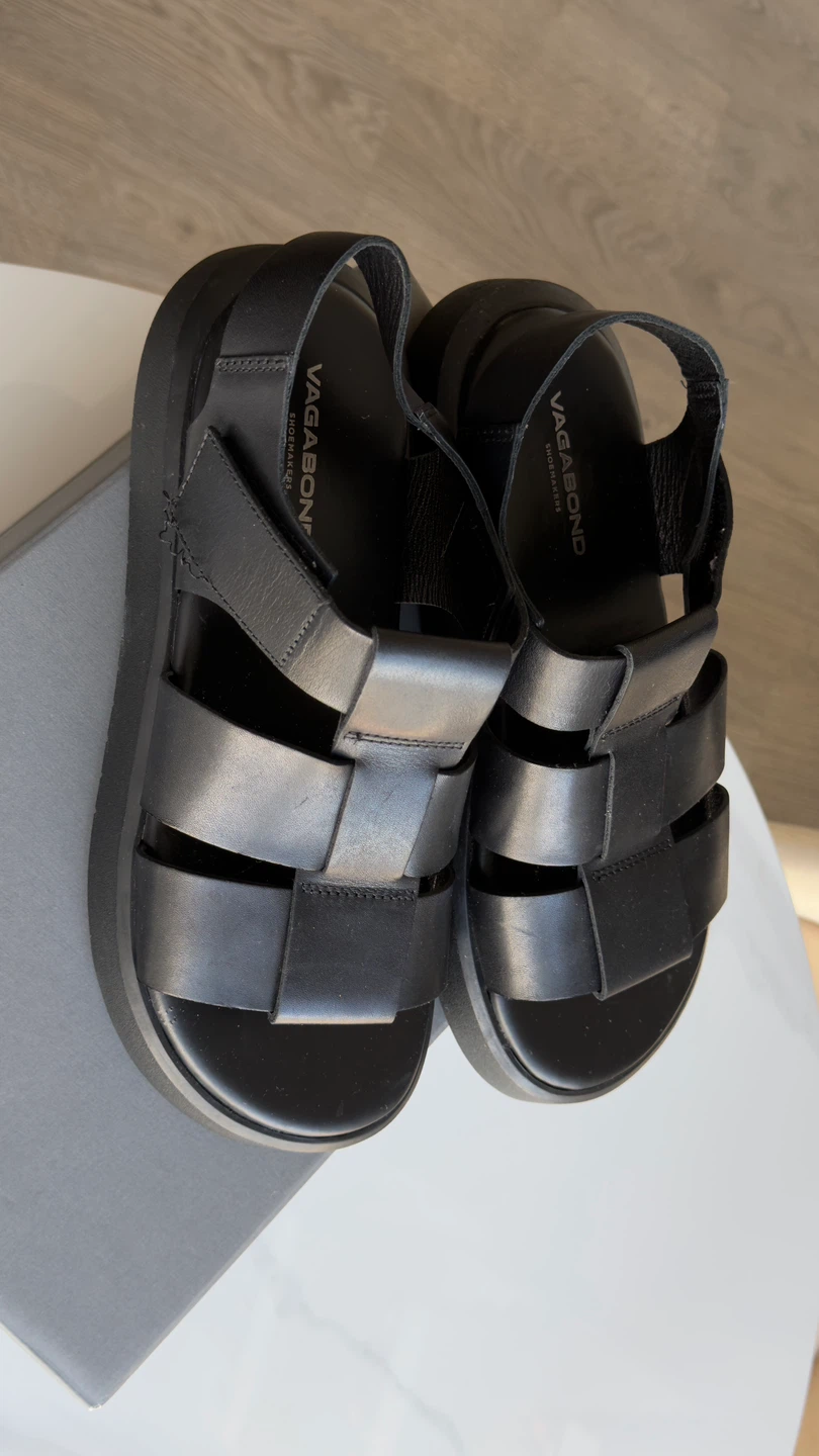 Vagabond Black Leather Platform Sandals Size 42 - photo 2