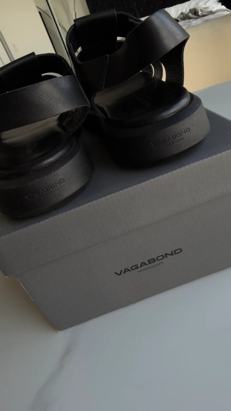 Vagabond Black Leather Platform Sandals Size 42 - photo 3
