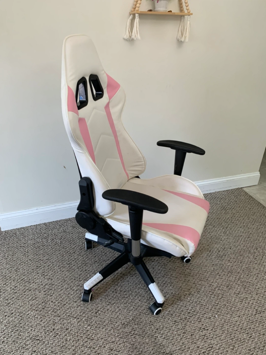 Gaming Chair - White and Pink - Furniture
