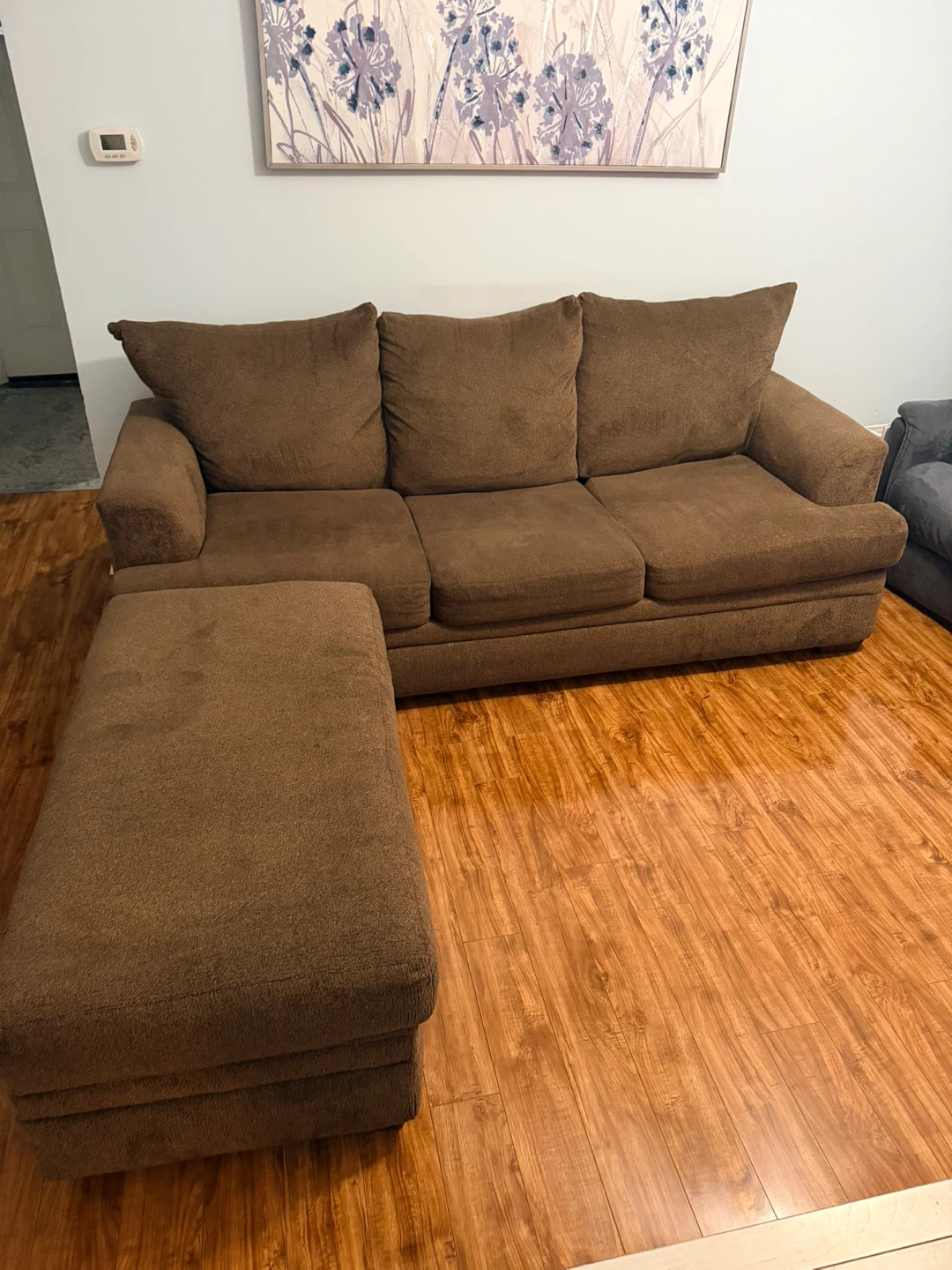 Brown Sectional Sofa with Storage Ottoman