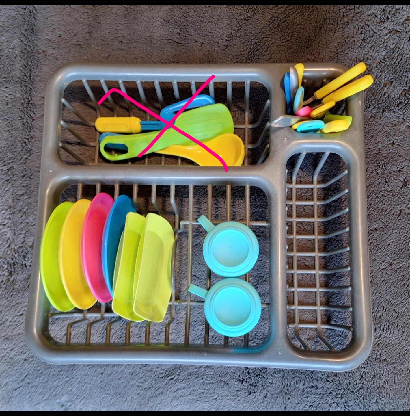 Kids Toy Dish Drying Rack with Accessories