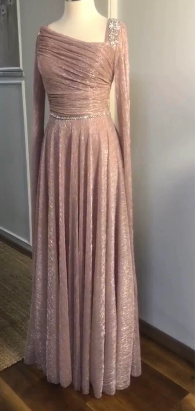 Sparkly Long-Sleeve Formal Gown - Blue/Pink - photo 2
