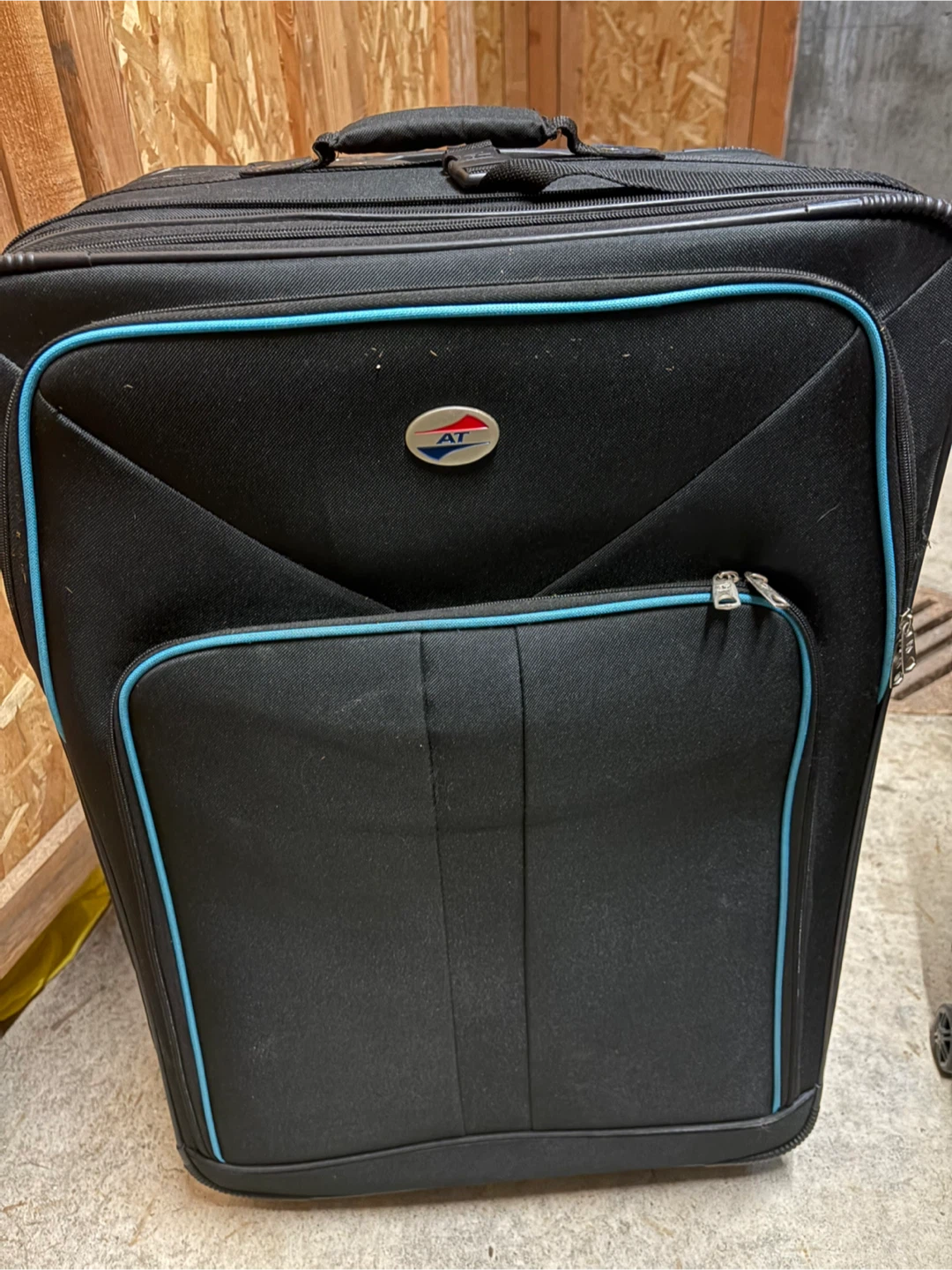 Black AT Luggage Rolling Suitcase