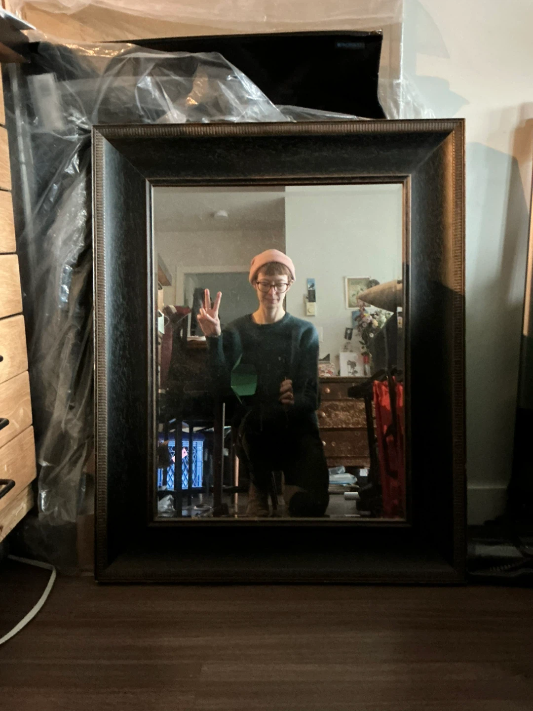 Wall Mirror with Chunky Dark Brown Frame