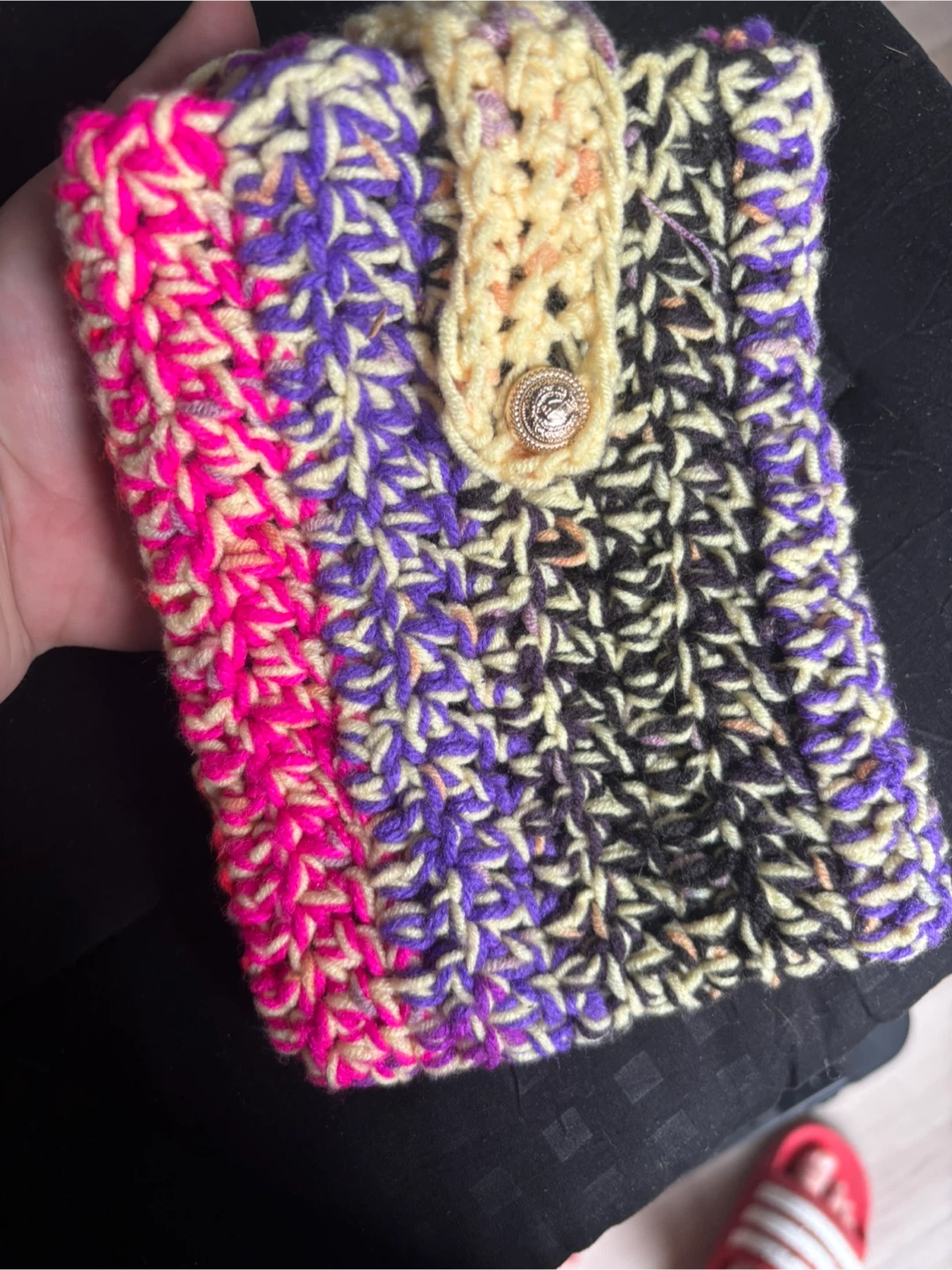 Handmade Crochet Pouch with Button Closure