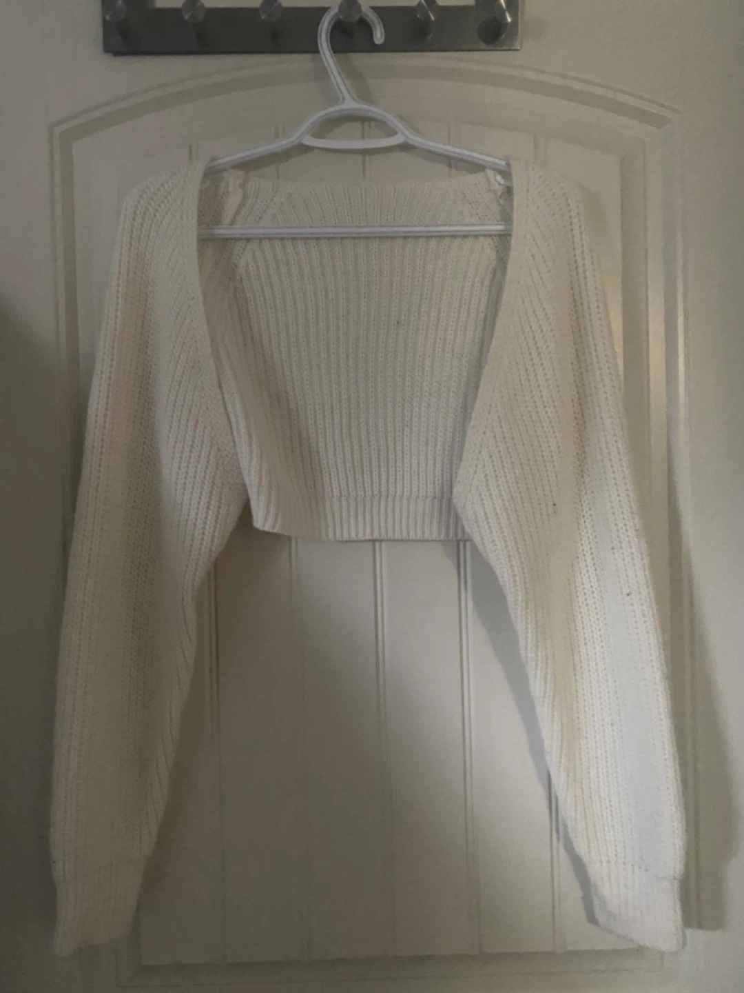 Cream Knit Cropped Cardigan Sweater - photo 2