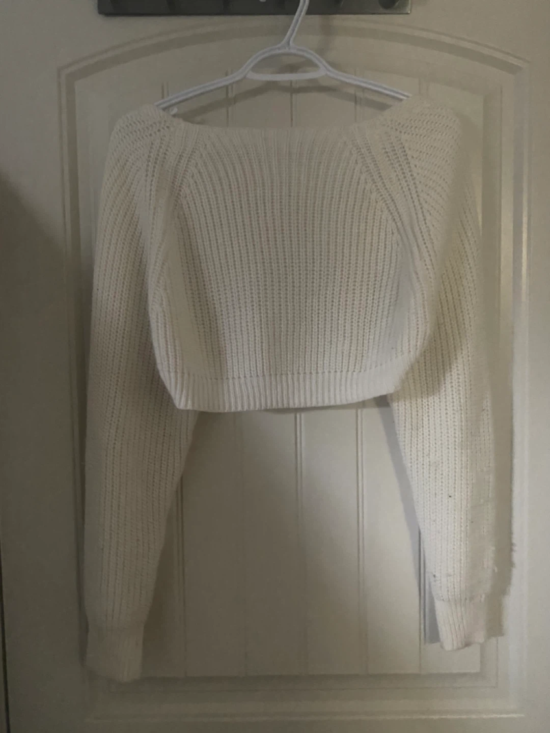 Cream Knit Cropped Cardigan Sweater