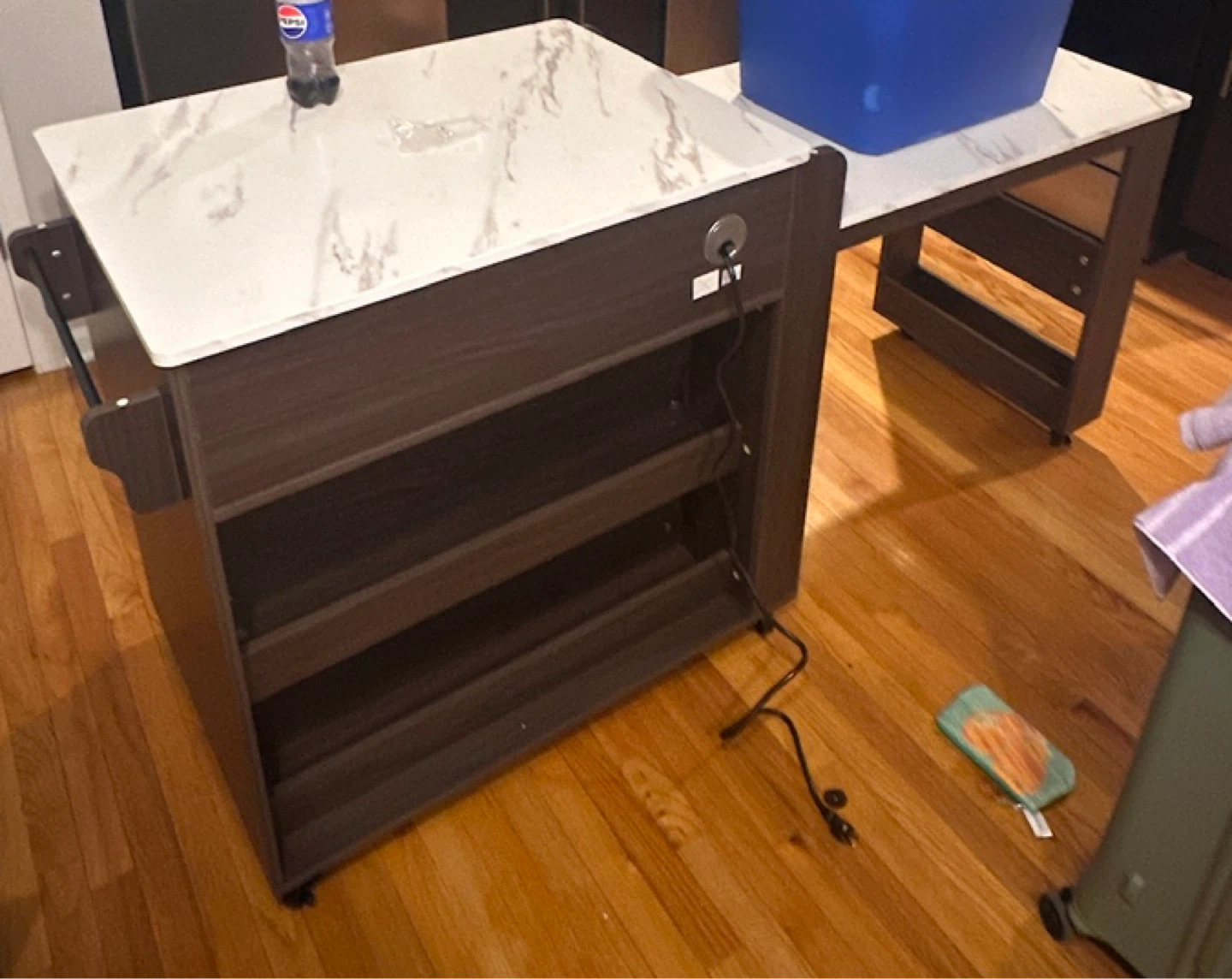 Rolling Kitchen Island Cart with Marble looking laminate top - photo 3
