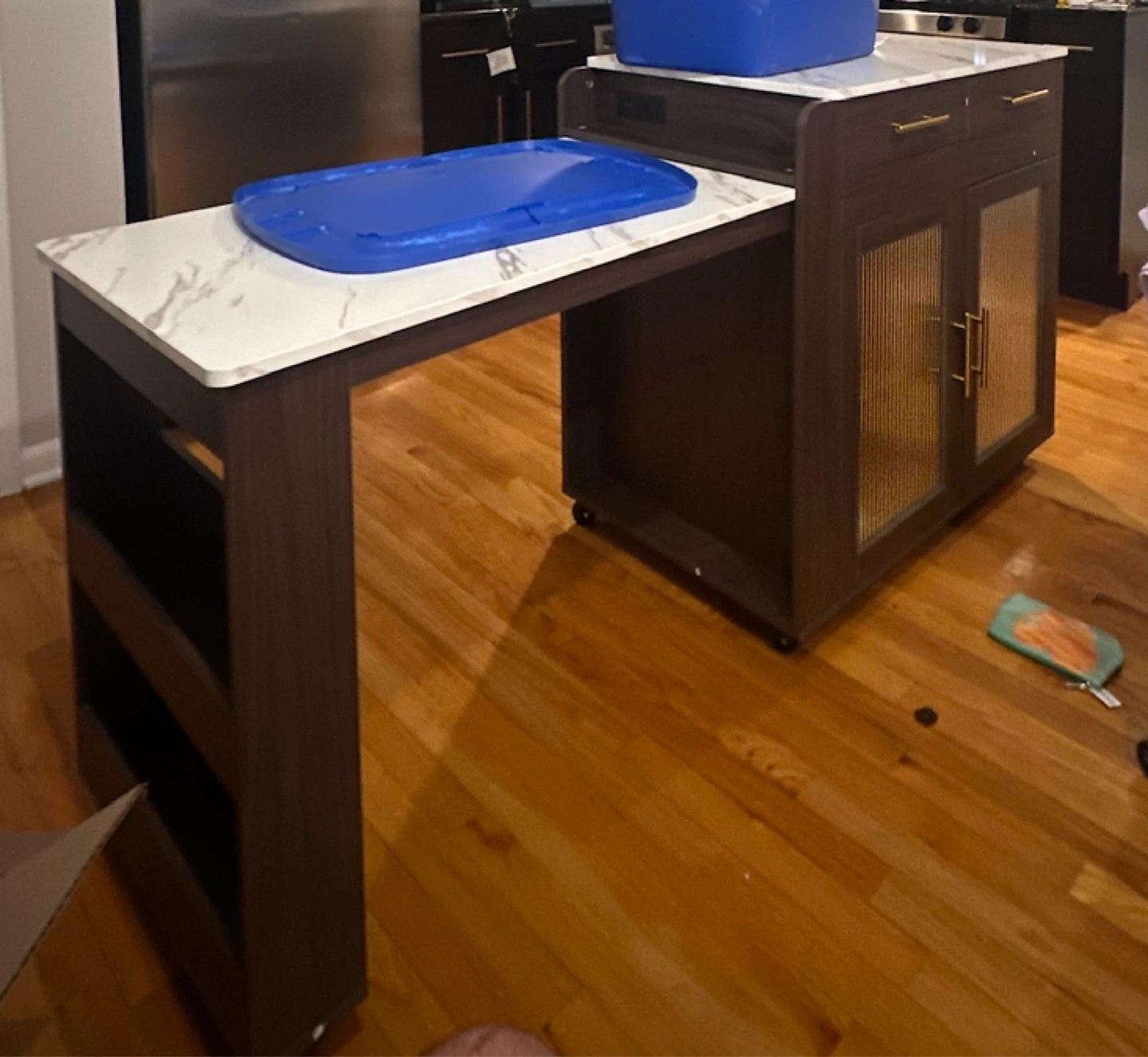 Rolling Kitchen Island Cart with Marble looking laminate top - photo 4