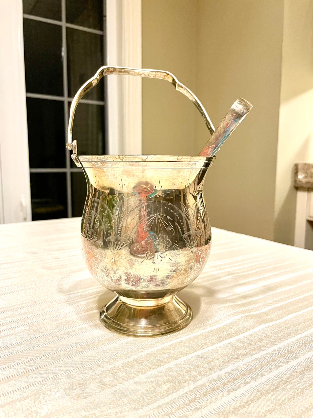 Vintage Silver Plated Ice Bucket with Tongs