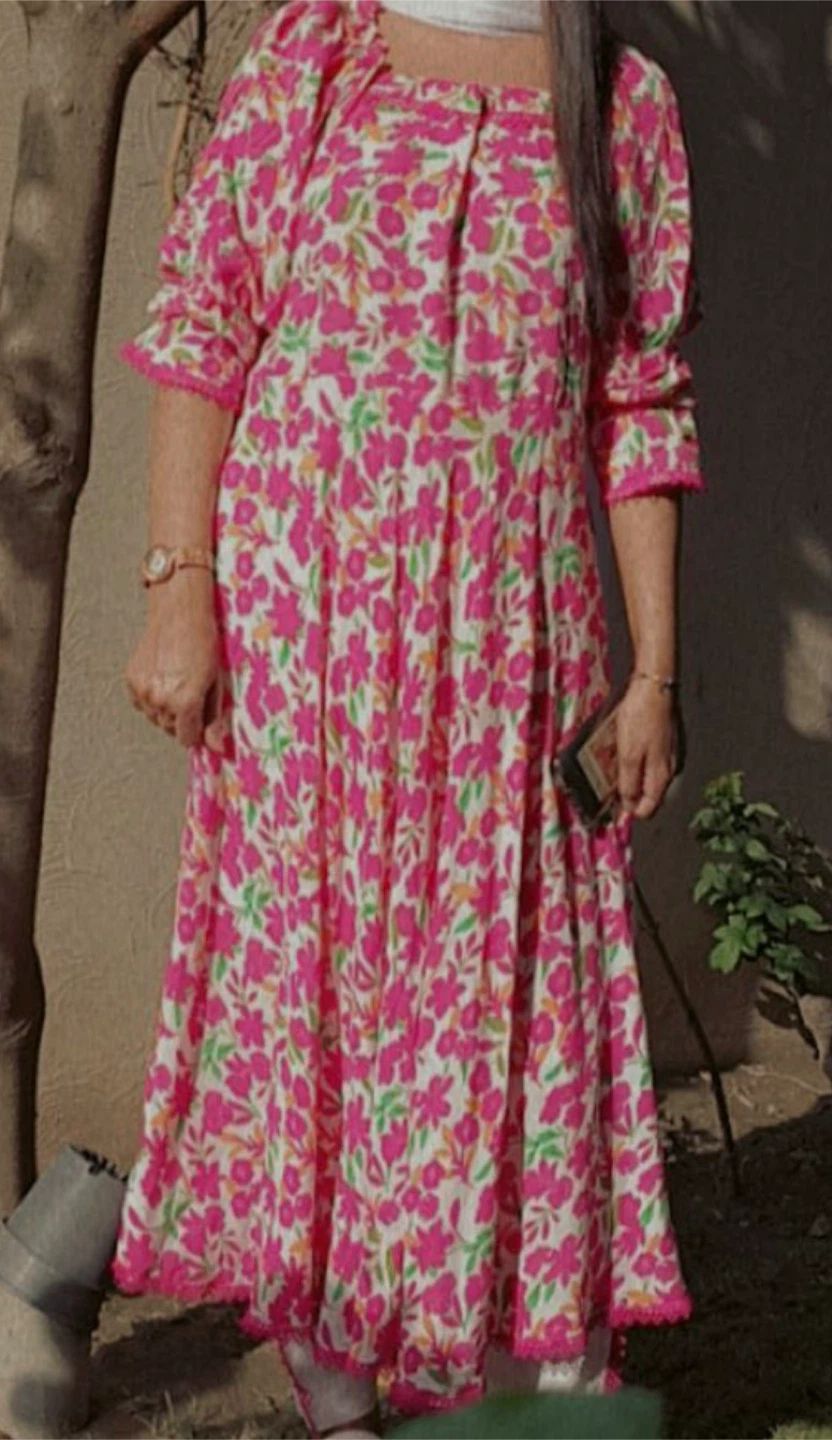 Women's Floral Print Square Neck Dress