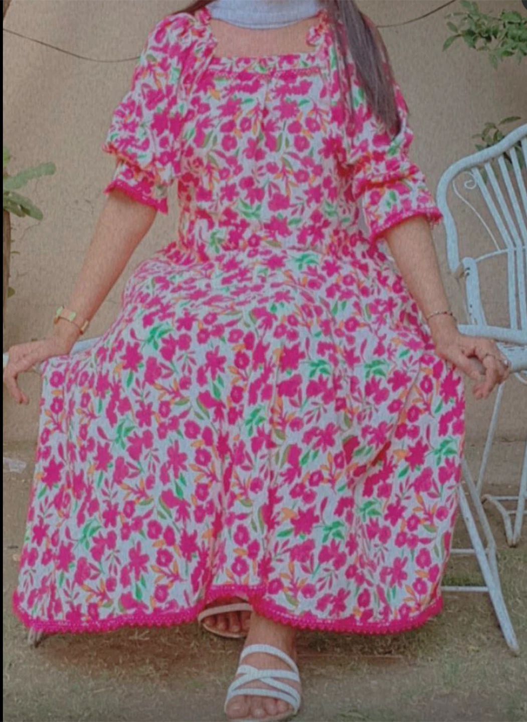 Women's Floral Print Square Neck Dress - photo 2