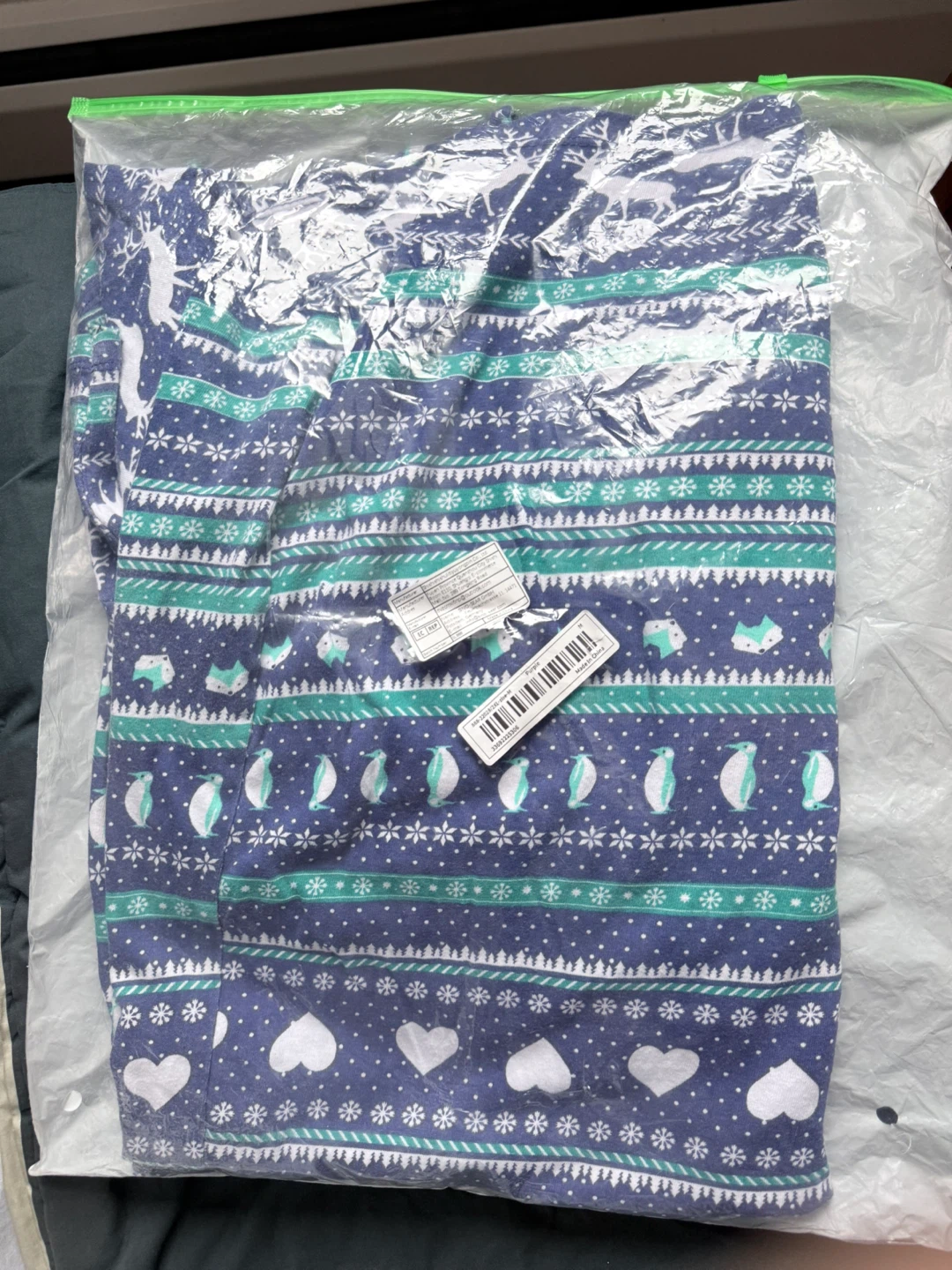 Women's Short Sleeve Nightgown - Blue Holiday Print - photo 2