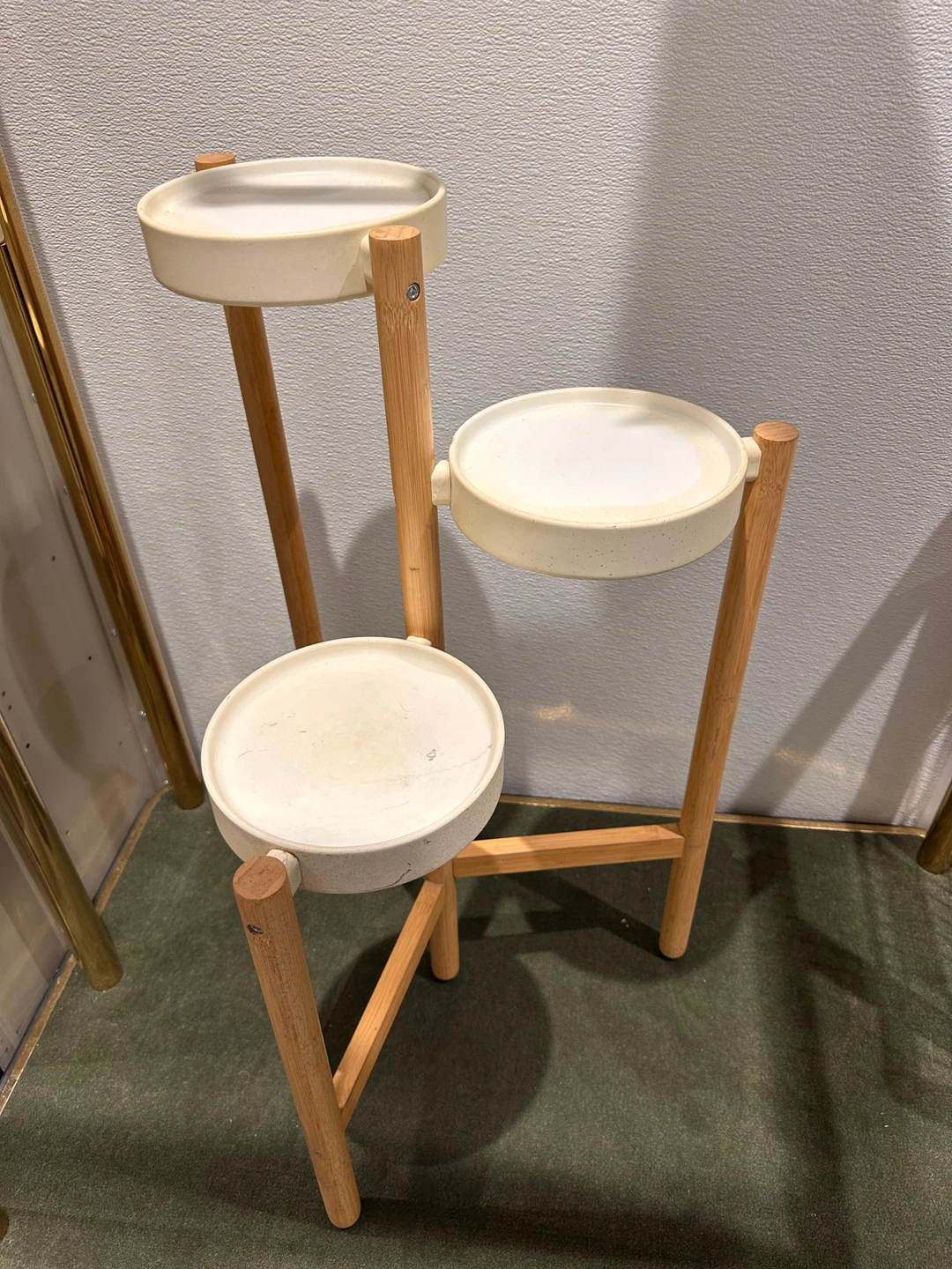 3-Tier Wood and Ceramic Plant Stand