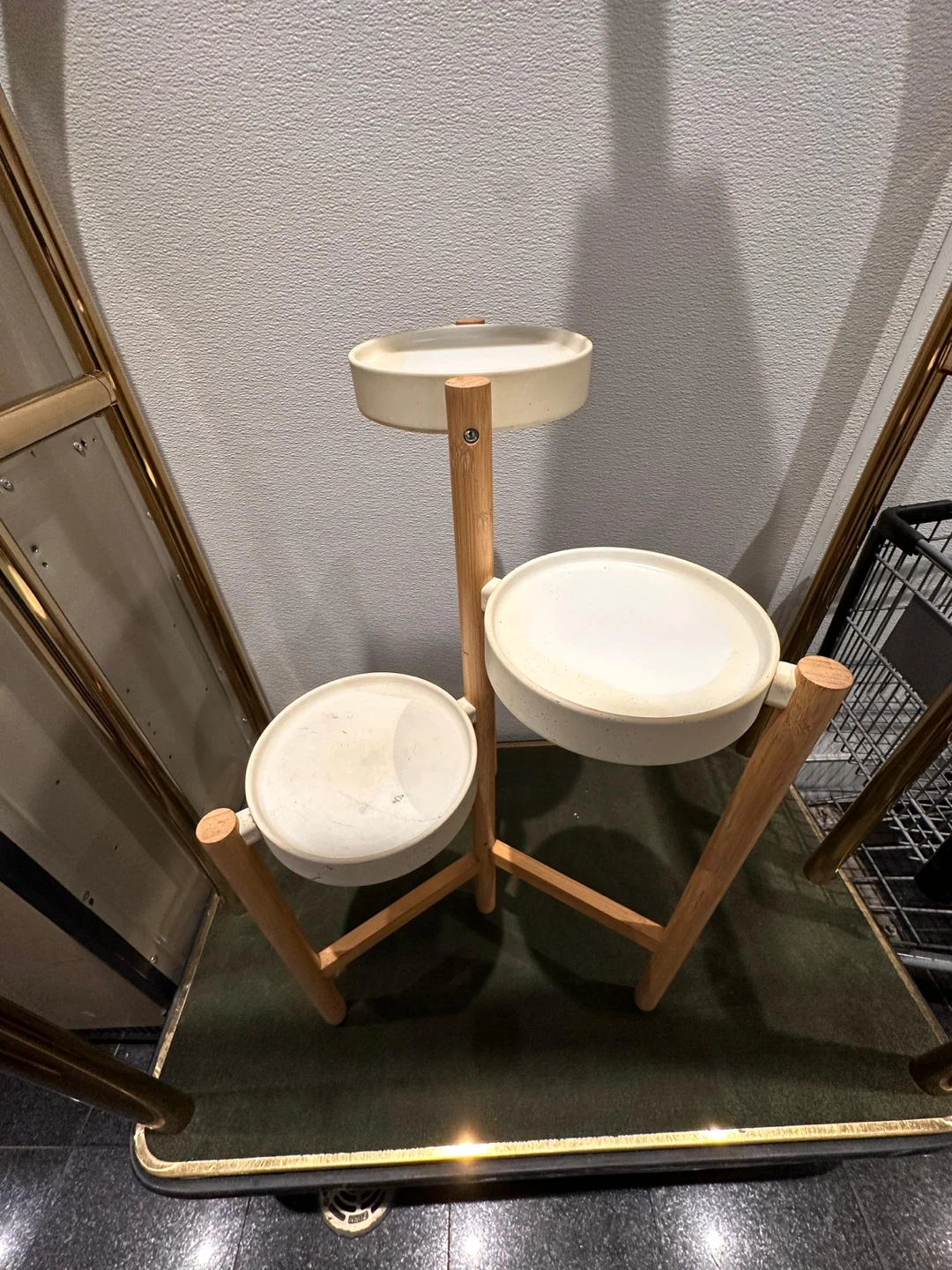 3-Tier Wood and Ceramic Plant Stand - photo 2