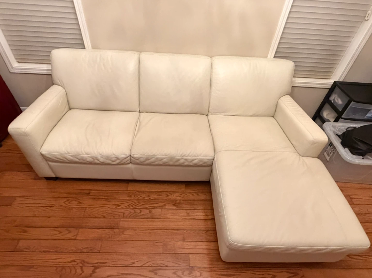 Cream Leather Sectional Sofa
