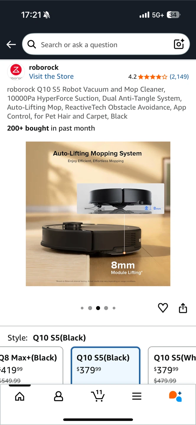Roborock Q10 S5 Robot Vacuum and Mop Cleaner, Black - photo 5