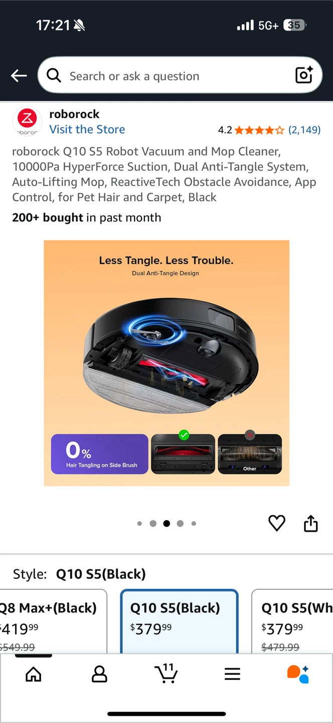 Roborock Q10 S5 Robot Vacuum and Mop Cleaner, Black - photo 3