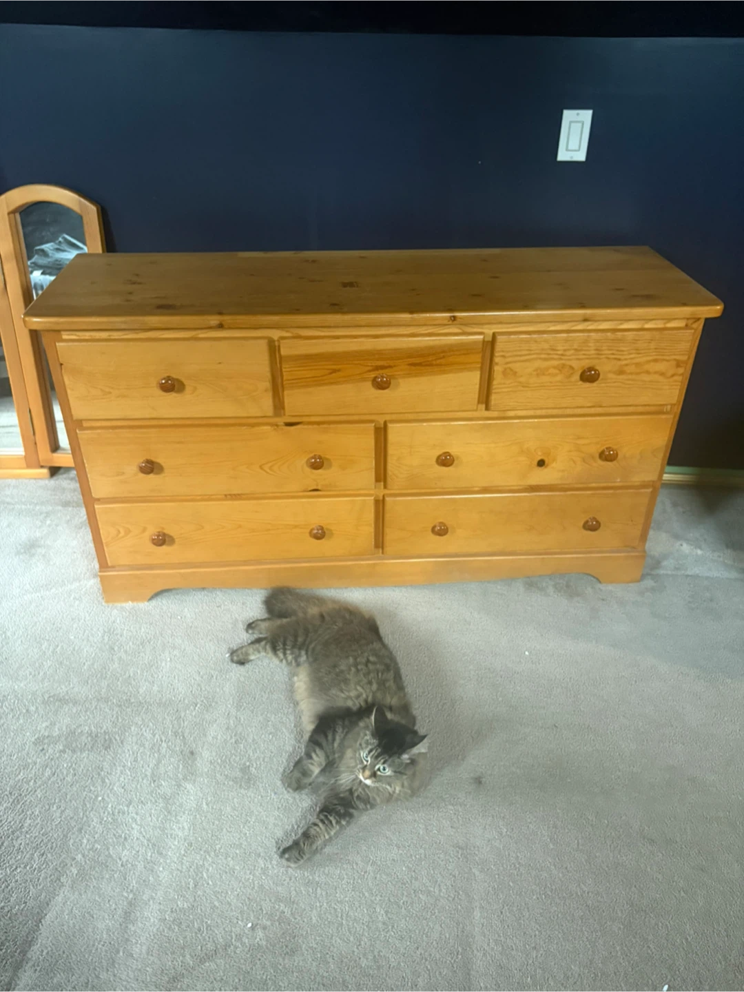 Wooden Dresser with Tri-Fold Mirror - photo 2
