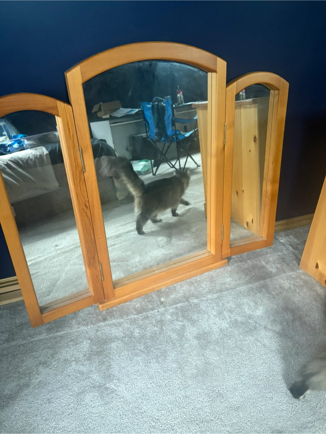 Wooden Dresser with Tri-Fold Mirror - photo 3