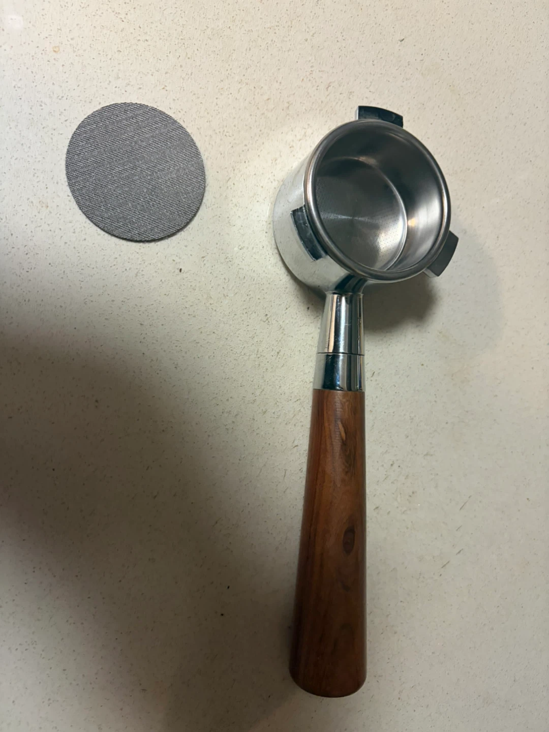 54m Espresso bottomless Portafilter with Wooden Handle