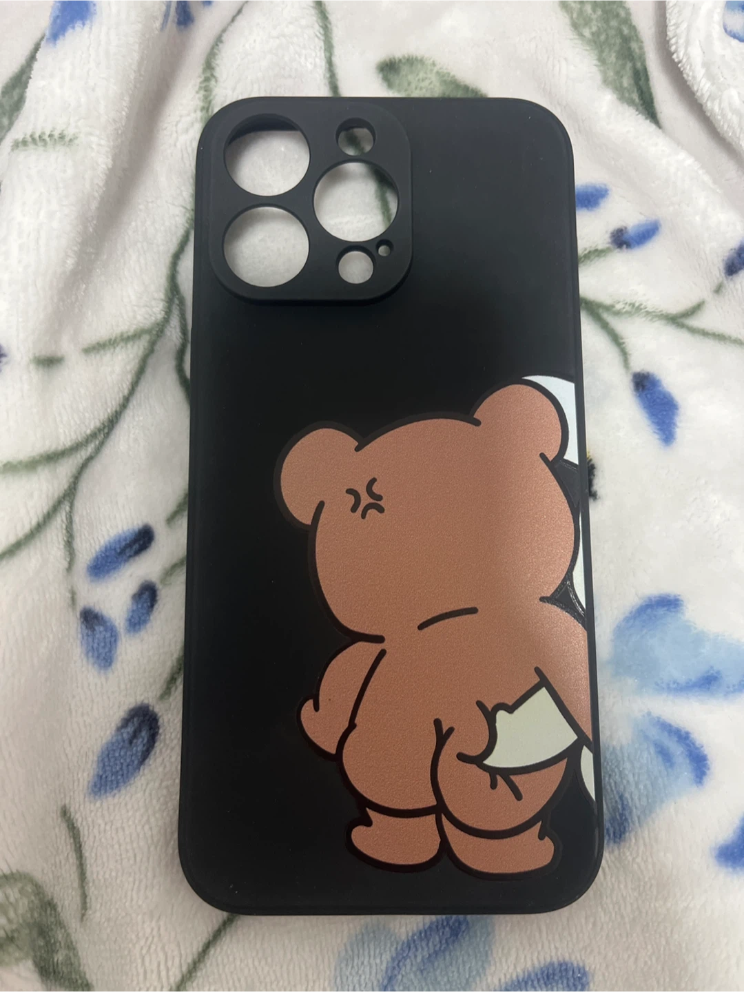 Black iPhone 15 pro max  Case with Bear Design