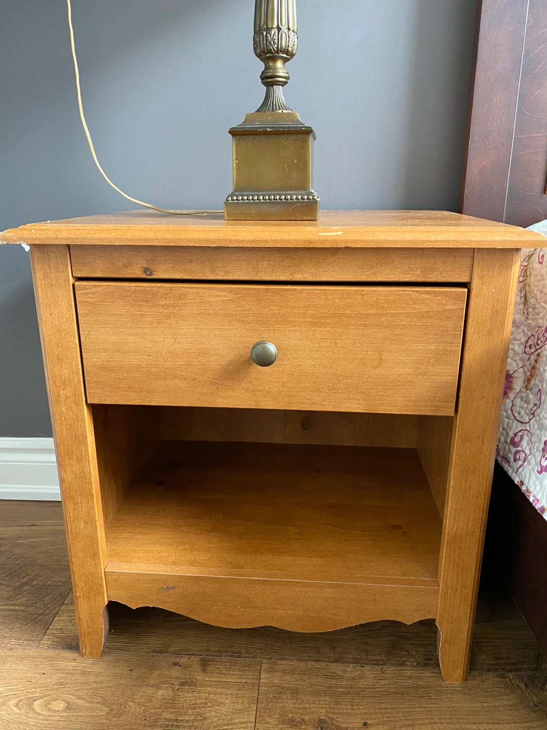 Wooden Nightstand with Drawer
