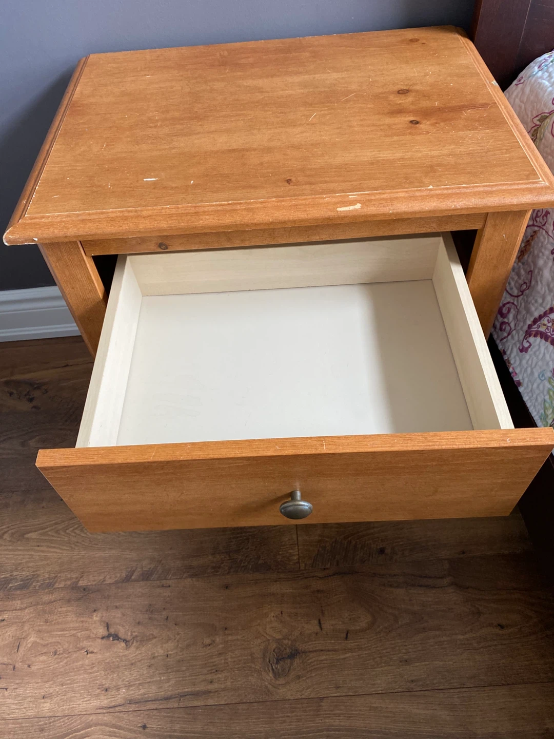 Wooden Nightstand with Drawer - photo 3
