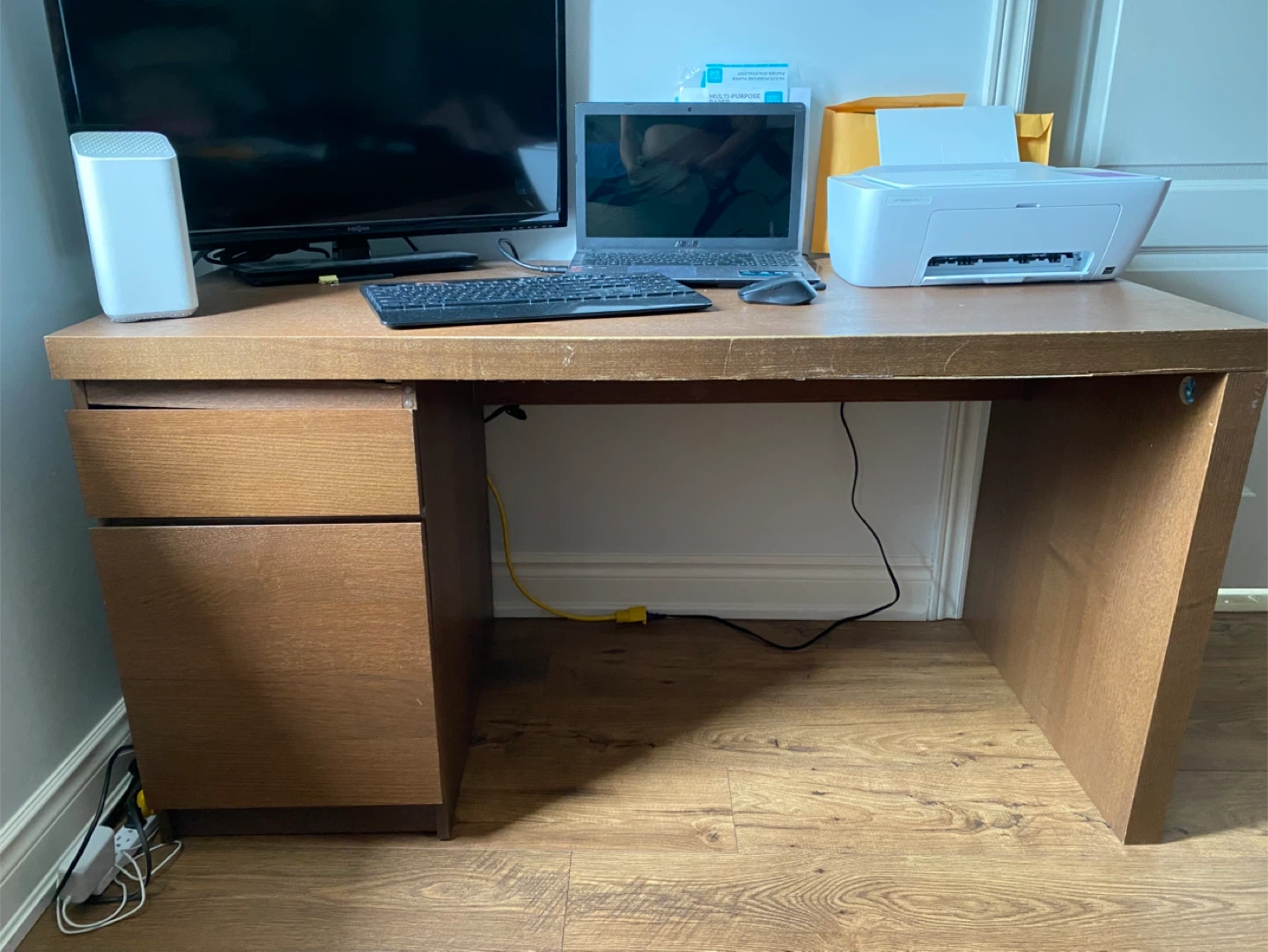 Wooden Desk with Drawers