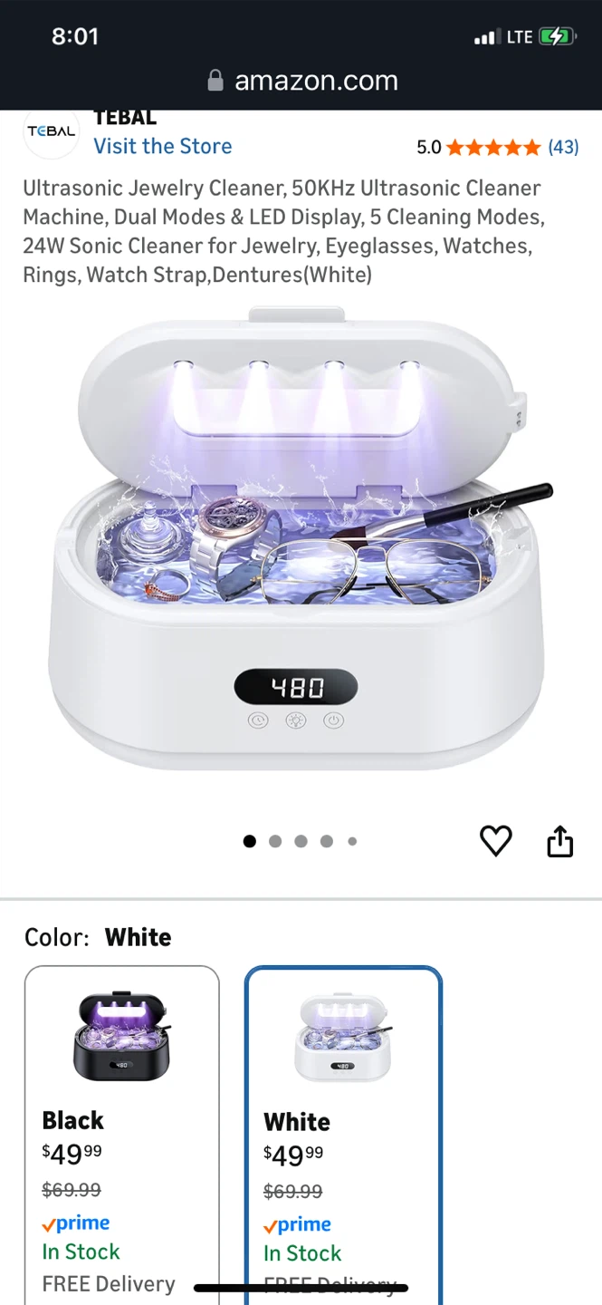 TEBAL Ultrasonic Jewelry Cleaner Machine